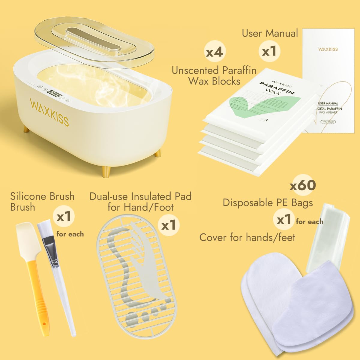 Waxkiss Intelligent Paraffin Wax Machine for Hands & Feet,Paraffin Wax Warmer for Professional Spa (A)