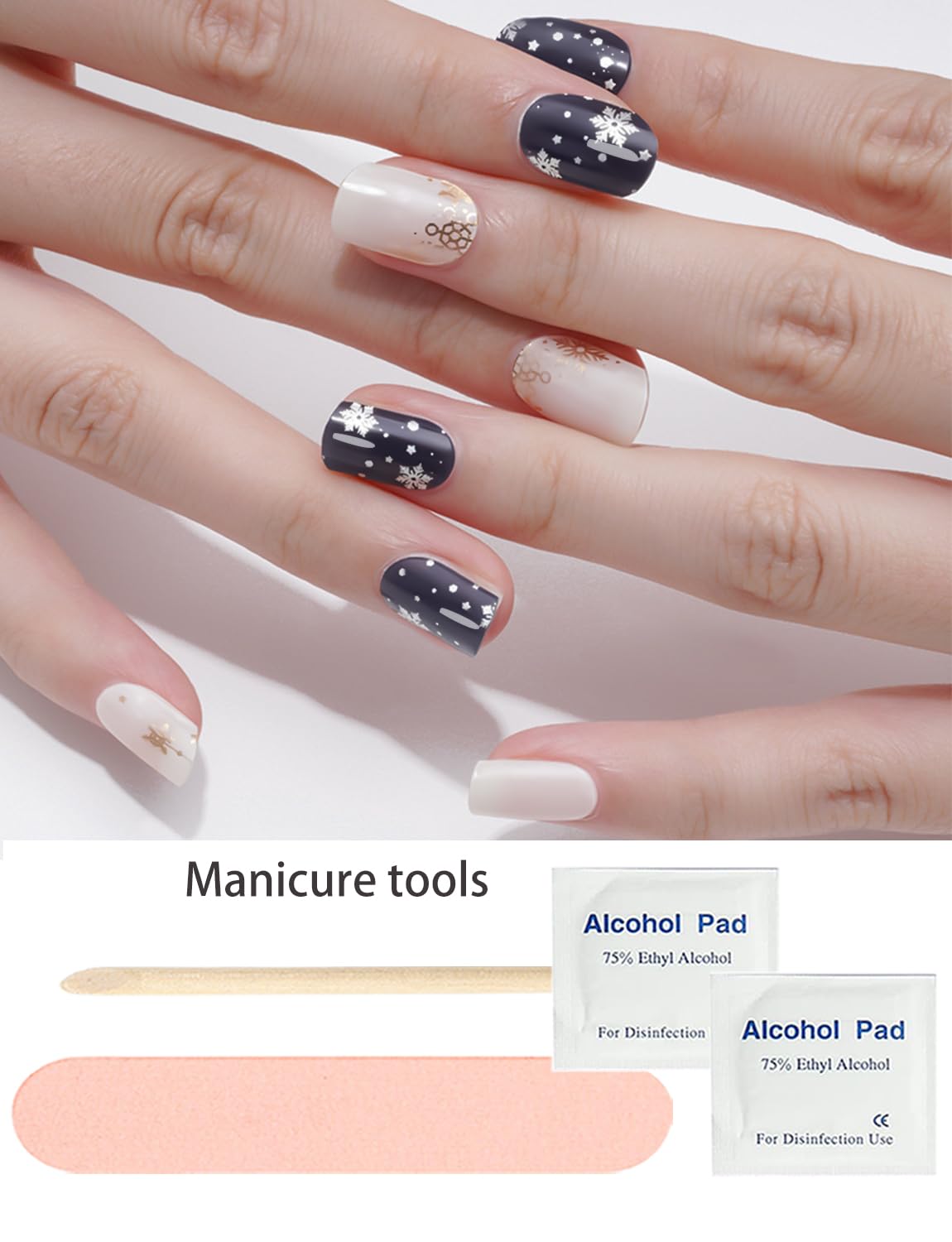 Semi Cured Gel Nail Strips | Christmas Style 20pcs Nail Sticker Wraps UV for Home DIY