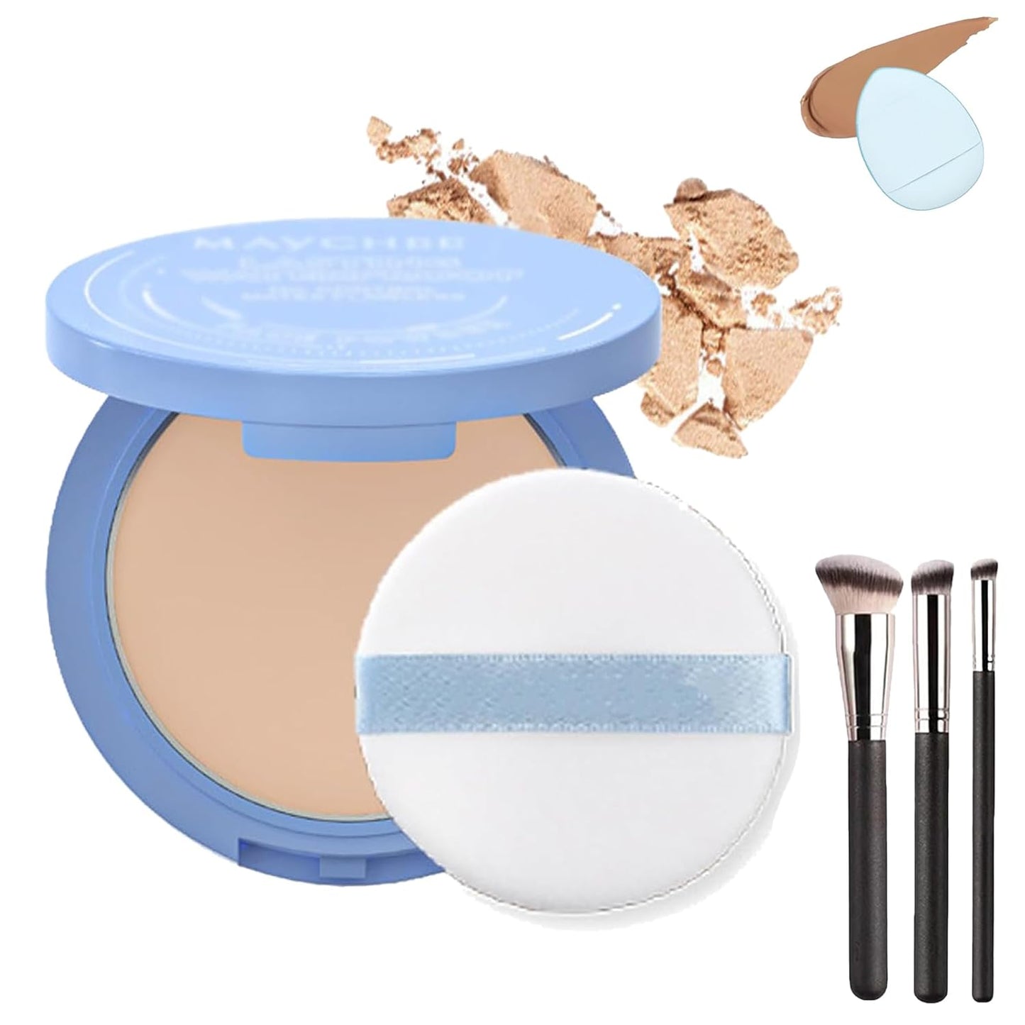 Beauty Powder Cake For Makeup Hold, Face Powder Waterproof Sets Makeup, Matte Perfection Pressed Powder, Long Wearing, Oil & Shine Control for All Skin Tones (#3, 1)