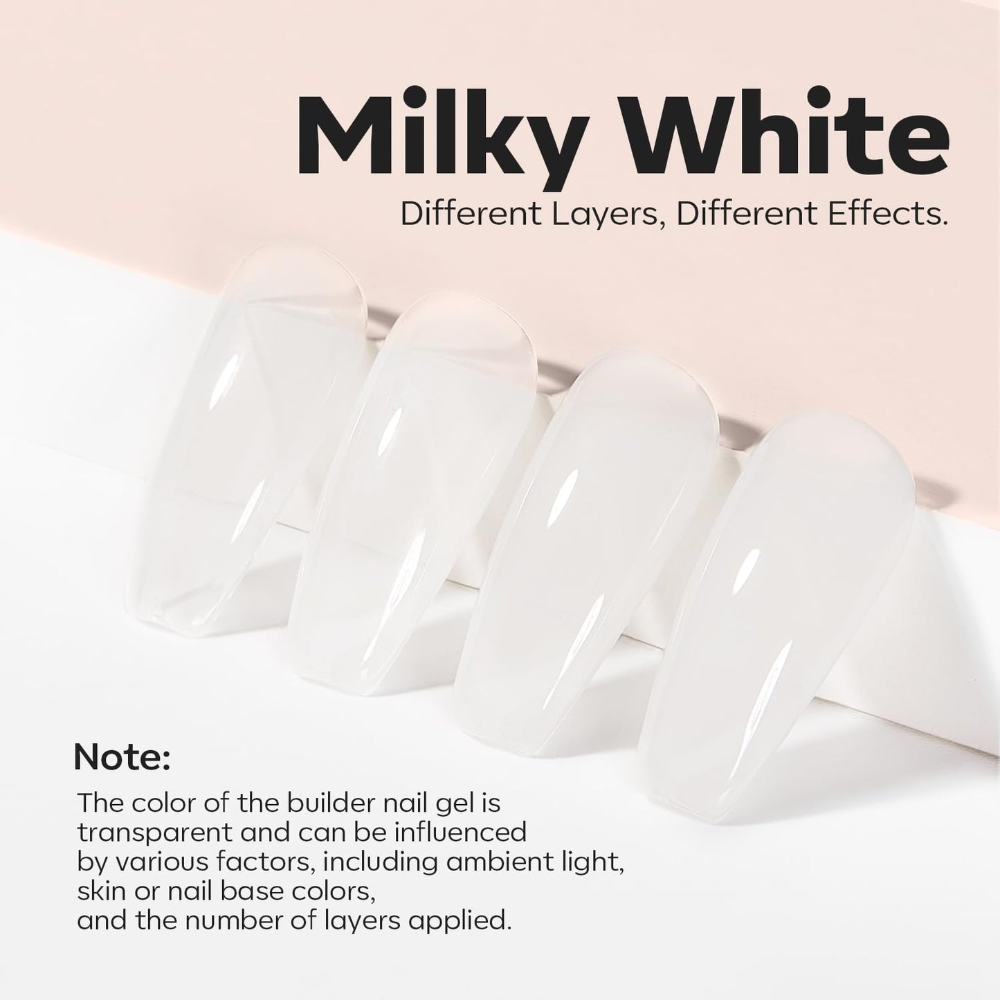 modelones Builder Nail Gel, Milky White Builder for Nail Thickening, 8-in-One LED Lamp Cured Strengthener Hard Color Base Extension Glue Gel Polish in a Bottle for Home DIY Salon Women