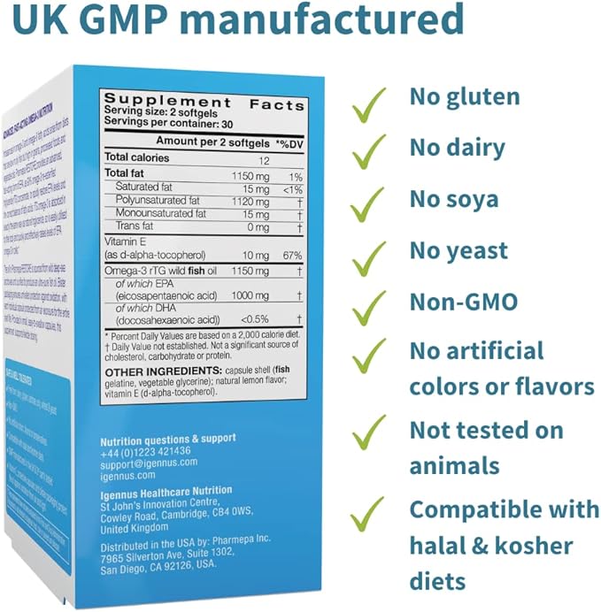 Pharmepa Restore, 1000mg Pure EPA Fish Oil, High Absorption rTG Omega-3, Triple Strength, Wild & Sustainable, Lemon Flavor, 10-Months Supply, Pack of 10