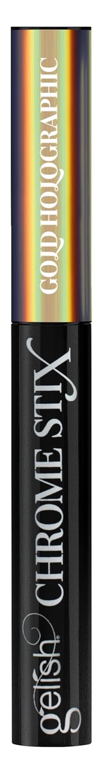 Gelish Chrome Stix, Chrome Nail Powder, Nail Art for Stunning Metallic Finish, Long-Lasting, Easy Application, Perfect for Professional and At-Home Use (Gold holographic, 0.5g)
