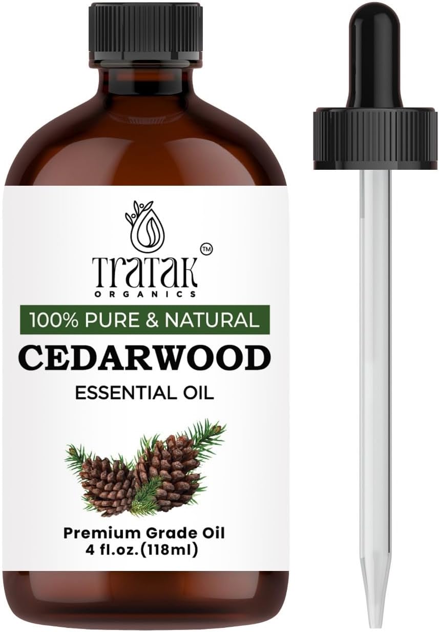 Cedarwood Essential Oil for Hair Skin & Diffuser - 4 Fl Oz - 100% Natural Cedarwood Oil for Hair Aromatherapy Soap Making Scent, Massage and Humidifiers