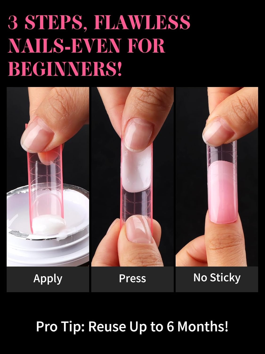 EBANKU Dual Nail Forms for Poly Extension Gel, Reusable Nail Molds 15 Sizes Nail Extension Forms for Builder Gel Manicure Design Salon DIY, 140 Pieces, 14 Sizes