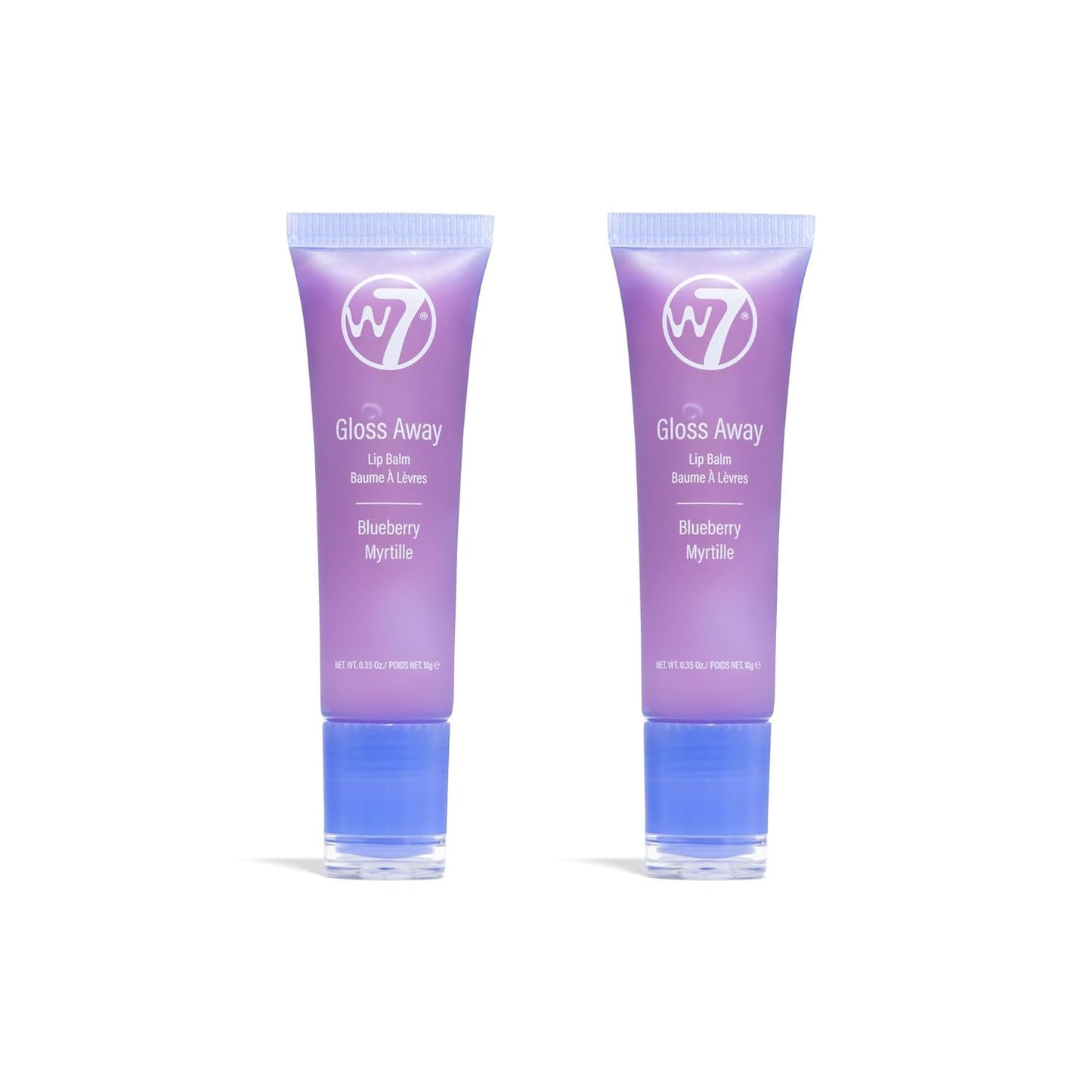 W7 Gloss Away Lip Balm - 2 Piece Set - Nourishing Lip Balm Formula With Shea Butter - Blueberry