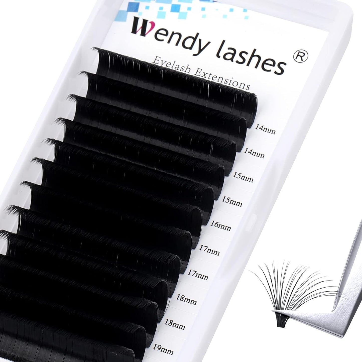 Easy Fan Volume for Lash Artists: 3D-10D Handmade Fans, Self Fanning, Blooming, Black, D Curl, 0.03mm, 14-20mm Mixed, Wendy, KH220113