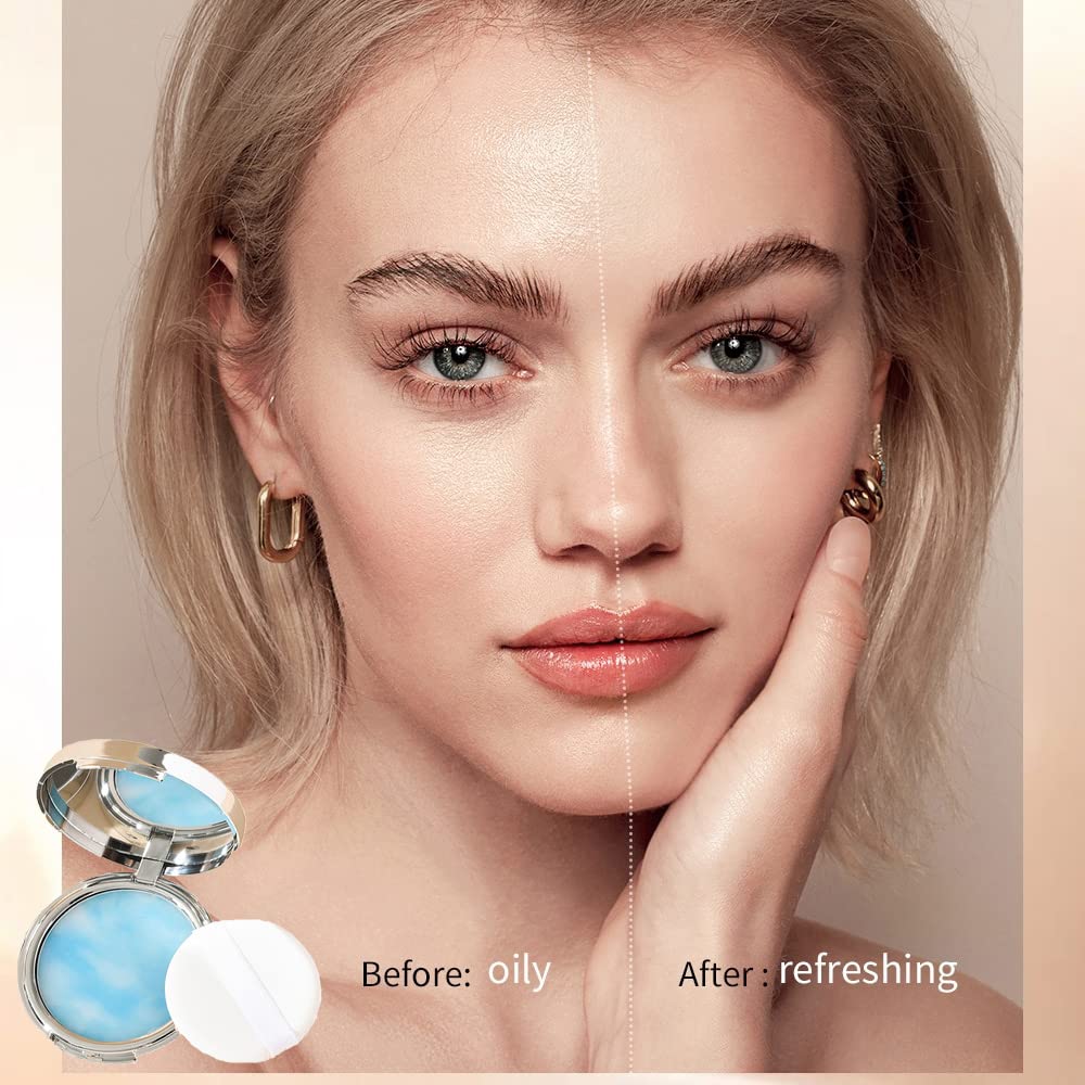 Oil Control Face Pressed Powder, Jelly Pressed Powder Face Makeup Setting Powder, Powder Free Delicate and Skin-friendly, Flawless Matte Long Lasting Finishing Lightweight Waterproof Face Cosmetics