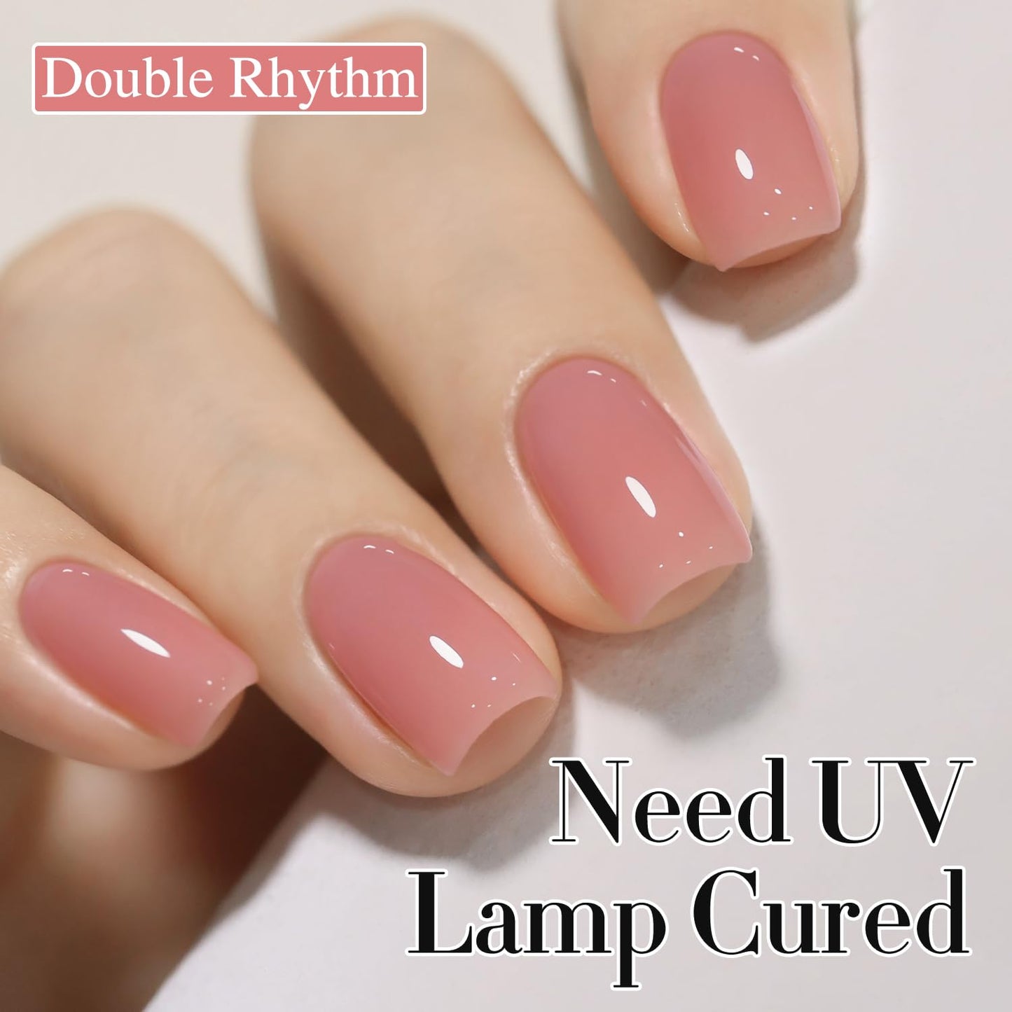 Double Rhythm Gel Polish Translucent Sheer Neutral Natural Light Milky Same Color Same Bottle 15ML Jelly Polish Art DIY at Home (Sheer Pink Nude-A1385)