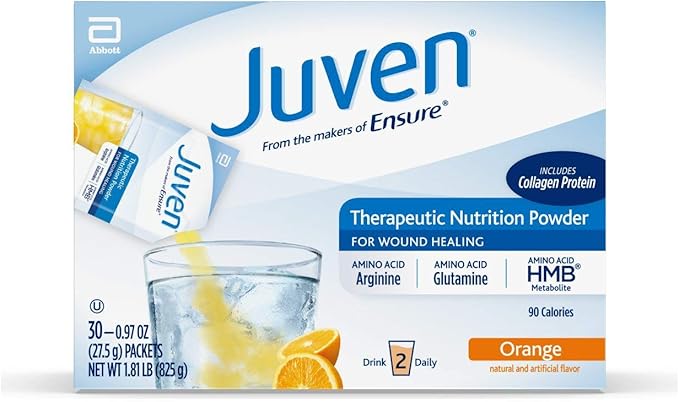 Juven Therapeutic Nutrition Drink Mix Powder for Wound Healing Support, Includes Collagen Protein, Orange, 30 Count