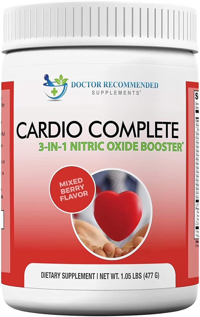 Cardio Complete - Heart Health Support Powder Supplement - 3-in-1 Nitric Oxide Booster with 5,000 L-Arginine, 1,000mg L-Citrulline, and Hawthorn Berry, 2 Pack
