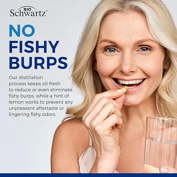 Triple Strength Omega 3 Fish Oil Supplement - 2250mg EPA DHA Omega 3 Fatty Acids from Wild Caught Fish, Supports Joint, Eyes, Brain Health - Burpless Lemon Flavor, Gluten Free, 90 Omega3 Softgels