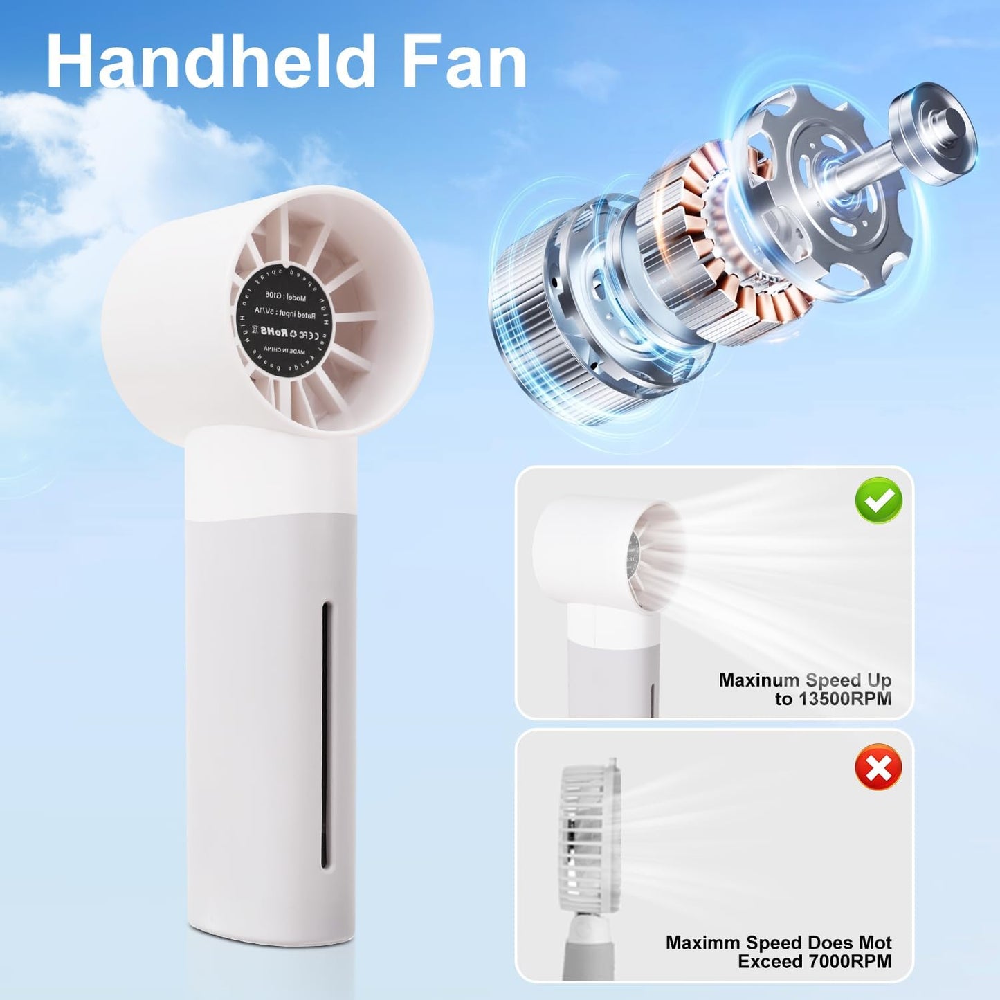 Portable mini spray fans,misting fan portable and water supplement fan, 5-speed 30ML water tank, suitable for travel, beach and office use (Grey)