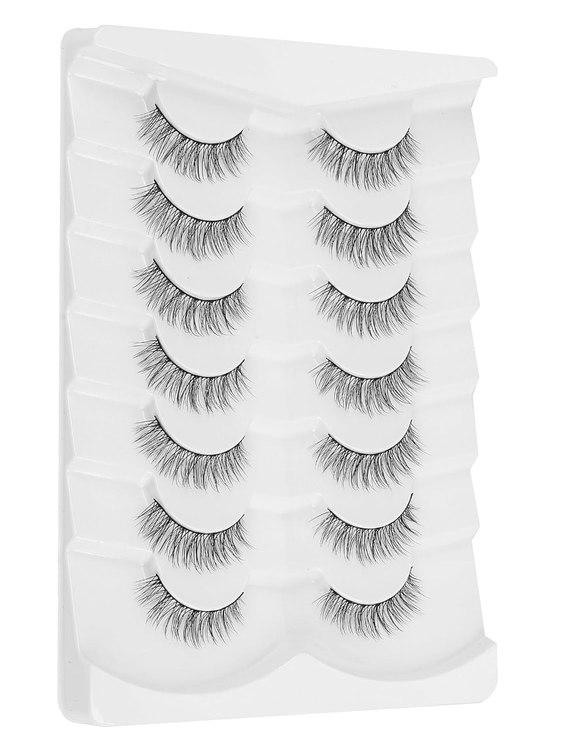 Eyelashes Short Natural Lashes Wispy Eyeashes Natural Look 10mm Strip Lashes False Eyelashes C Curl Eye Lashes Pack 0.1MM Thin Band 3D Volume Soft Eyelash Siligli Lash 7 Pair