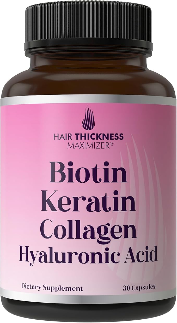 Biotin + Keratin + Marine Collagen + Hyaluronic Acid. Advanced 4-in-1 Hair Growth Vitamins Capsules. Hair Thickening Complex with 10000mcg Biotin. Supplement for Women & Men with Hair Loss, Thinning