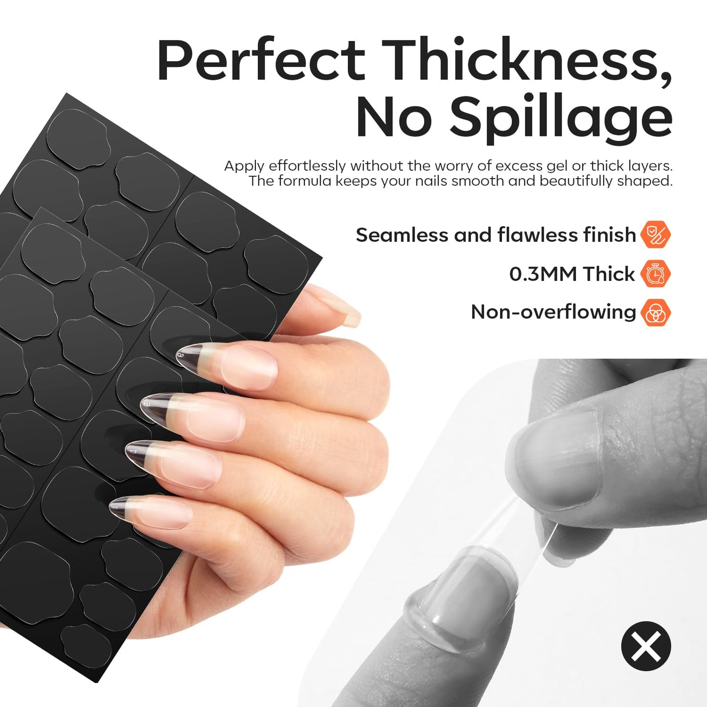 modelones Nail Adhesive Tabs 240pcs - UV Jelly Nail Glue Stickers for Press on Waterproof Breathable Double Sided Sticky Tabs Need Curing 10 Sheet 12 Sizes