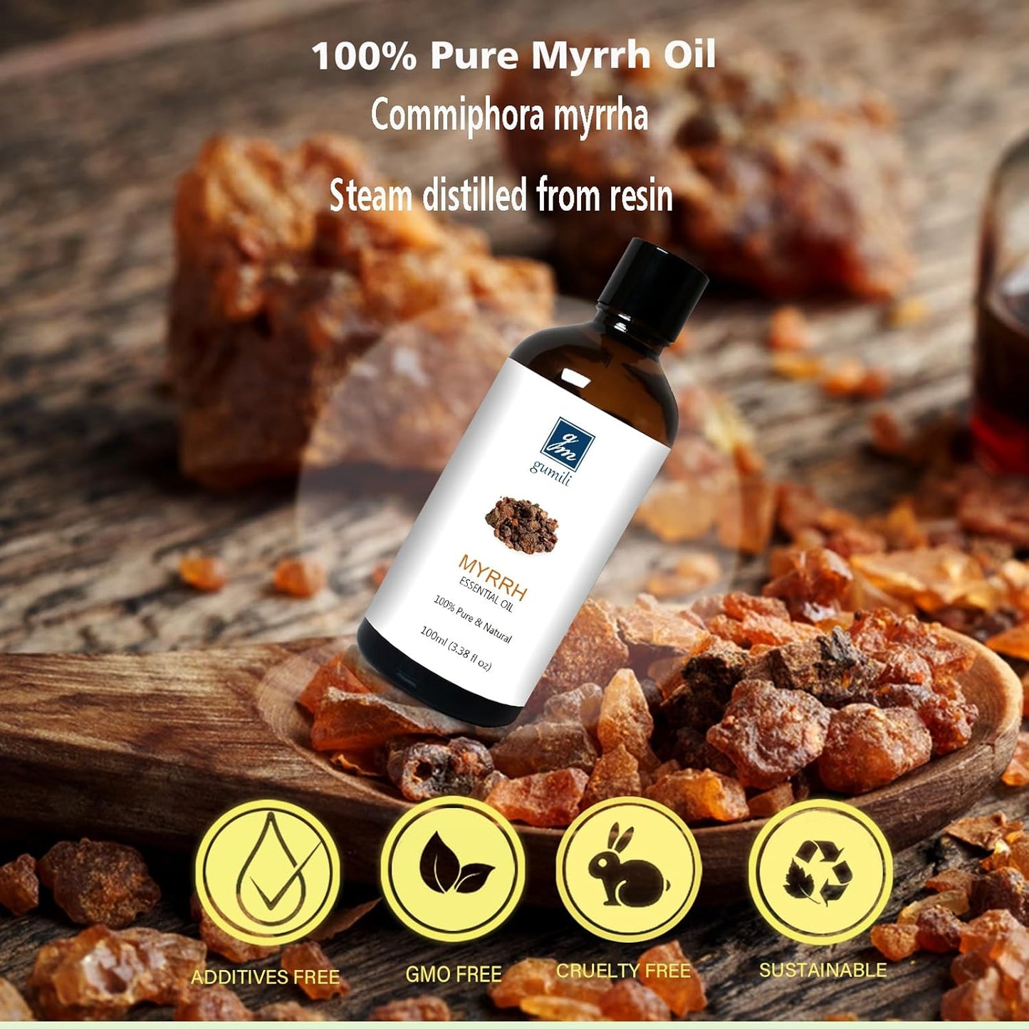 Myrrh Essential Oil, 100% Pure Myrrh Oil for Skin Care, Home Oil Diffuser, Homemade Recipes - 100ml
