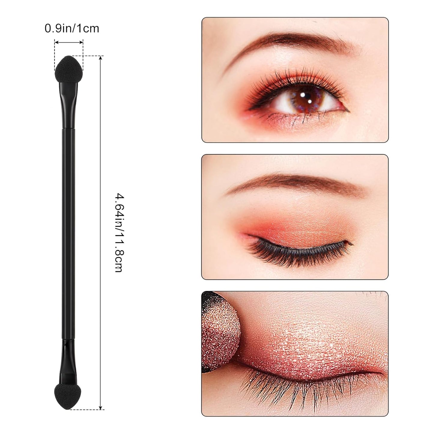 30 PCS Professional Disposable Dual Side Sponge Eyeshadow Brush, Double Head Eye shadow Brushes Makeup Applicator Cosmetic Tools(Length: 12 cm, Round Handle, Black)