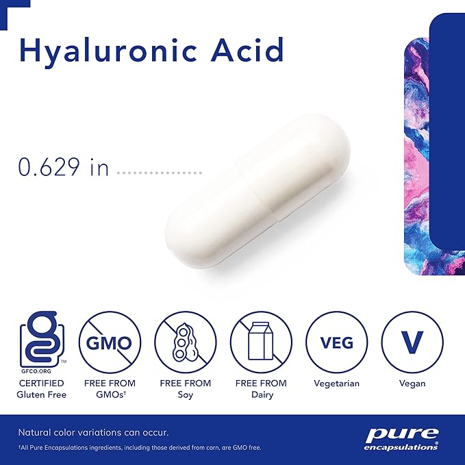 Pure Encapsulations Hyaluronic Acid - for Skin Hydration, Joint Lubrication & Joint Health* - Effective Absorption - Gluten Free - Vegan & Non-GMO - 180 Capsules