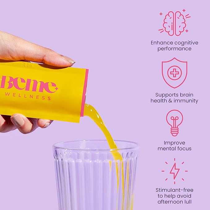 BeMe Vegan Omega-3 Liquid Supplement for Adults, BeSharp - Algae Omega 3 DHA Supplements for Women & Men - Drinkable Supplement Supports Memory, Concentration, & Cognitive Function (30 Sachets)