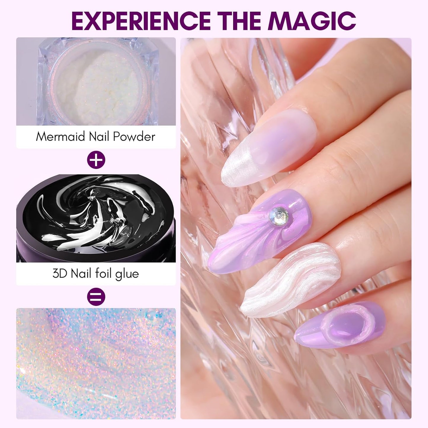Makartt Nail Foil Glue: 3D Gel Nail Art, 2Pcs 8ml Nails Transfer Gel Adhesive for Linear, Shell, Ripple Designs, UV LED Lamp Required