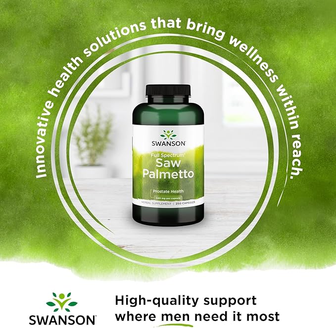 Swanson Saw Palmetto - Herbal Supplement Promoting Male Prostate Health Support - Natural Hair Supplement & Urinary Health Support (540 mg 250 Capsules) 2 Pack