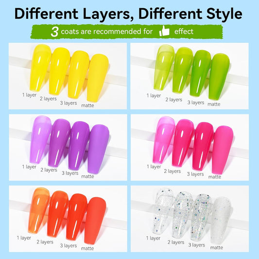 MIZHSE Nail Polish Set, Bright Colors Quick Dry Nail Polish for Women Girls, Fall Nail Lacquer Yellow Green Purple Rose Pink Air Dry Fingernail Polish for DIY Nail Art Salon, Ideal Non-Gel Gift Set