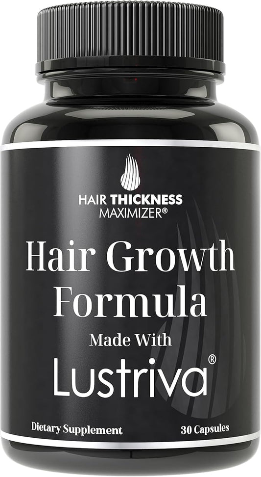 Lustriva + Biotin 10000mcg - Clinically Tested & Proven for Hair Growth & Skin in A Double-Blind Study. Hair & Skin Vitamins Supplement That Enhances Biotin Solubility by 40x. Pills for Women & Men.