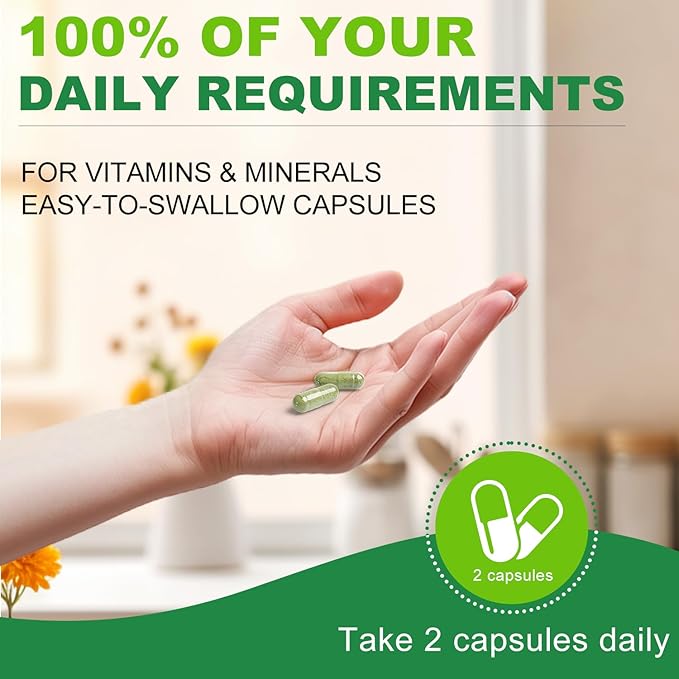 Women Multivitamin 50 Plus, Whole Food Supplement Womens Vitamins Multivitamins Over 50, Organic Extracts for Energy Support, Hair, Skin, Nails Health 120 Capsules