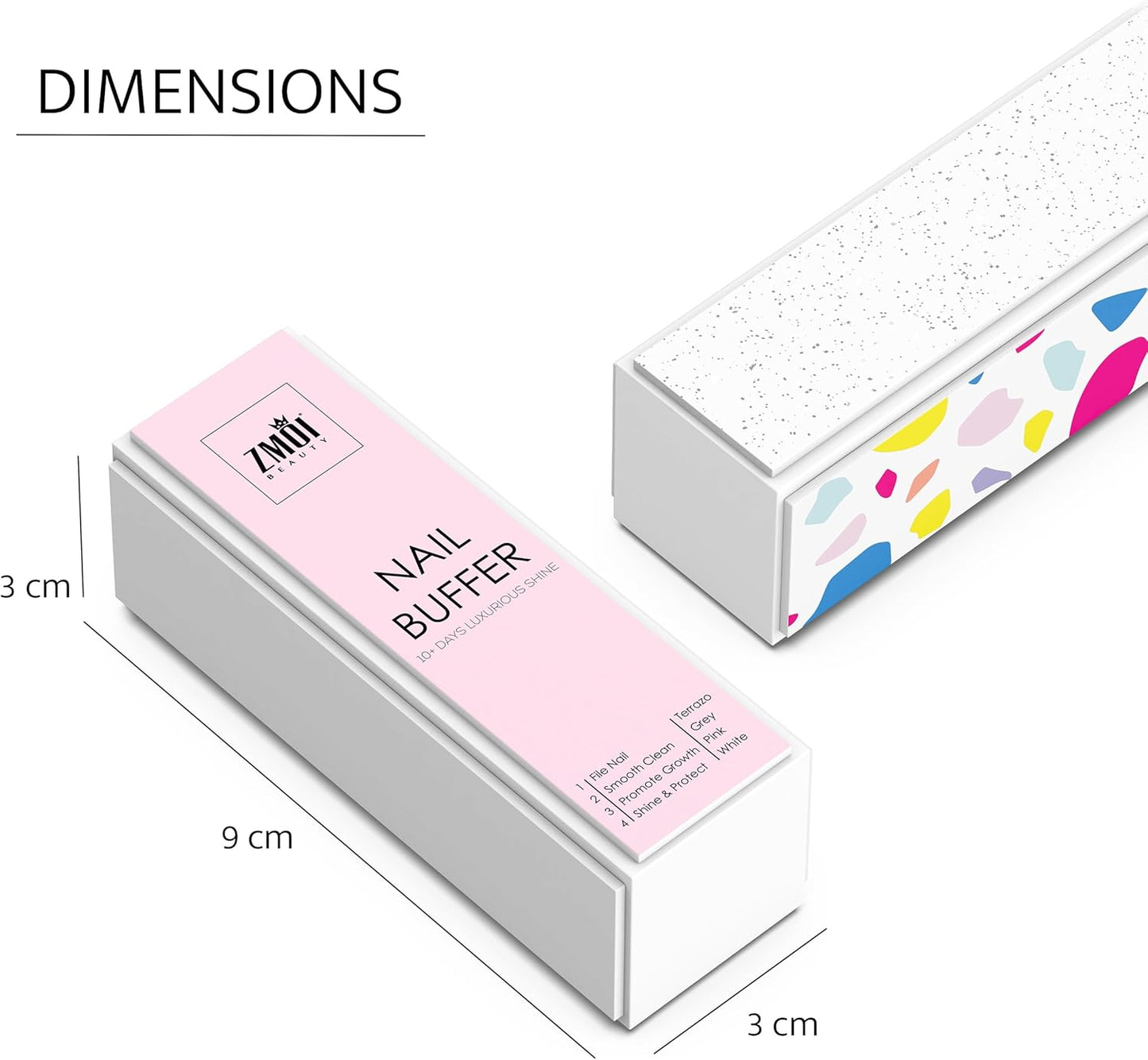 Pro Nail Buffer Block – 2 Pack Luxurious Shine Korean 4-Way Nail Buffing Block Pink – Natural Shine Nails – Manicure/Pedicure Tools for Home and Salon