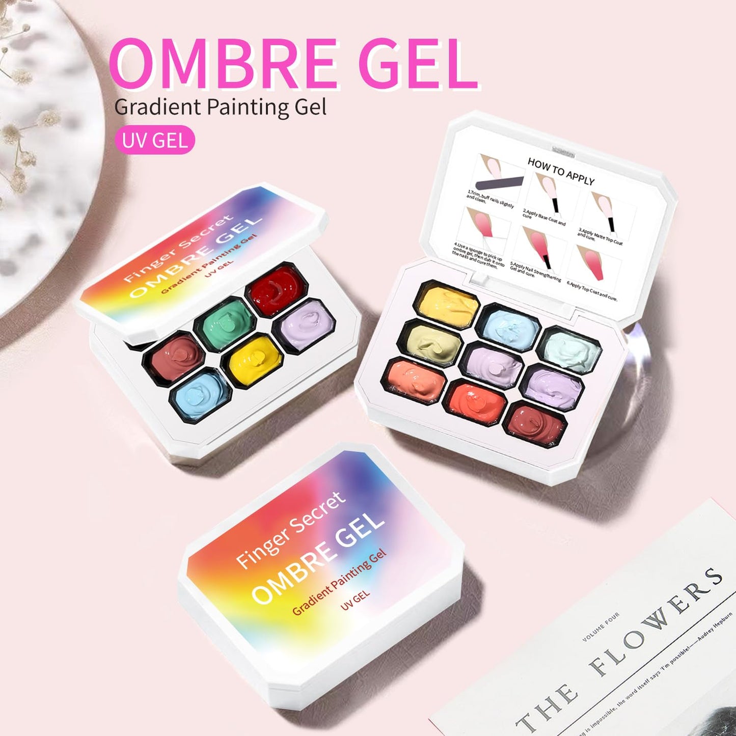 Ombre Gel Nail Polish Nail Sponges for Ombre 9 Series Colorful Blush Effect Gradient Painting Gel for Ombre Nails Multistyle French Manicure Nail Art DIY Home (A8, 1)