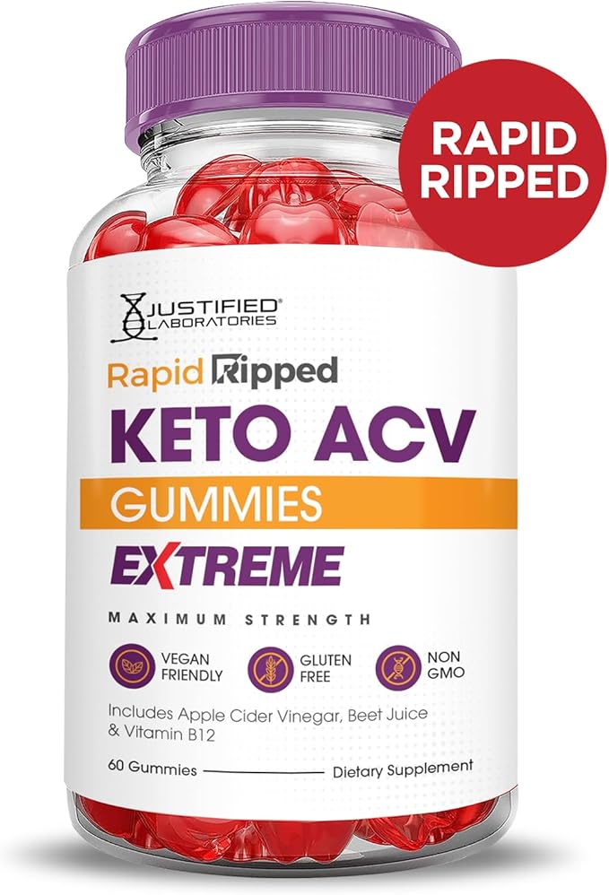 (10 Pack) Rapid Ripped Keto ACV Gummies Extreme 2000MG Rapidripped Keto Gummies Apple Cider Vinegar Formulated with Pomegranate Beet Juice Powder B12 Vegan Non GMO 600 Gummys