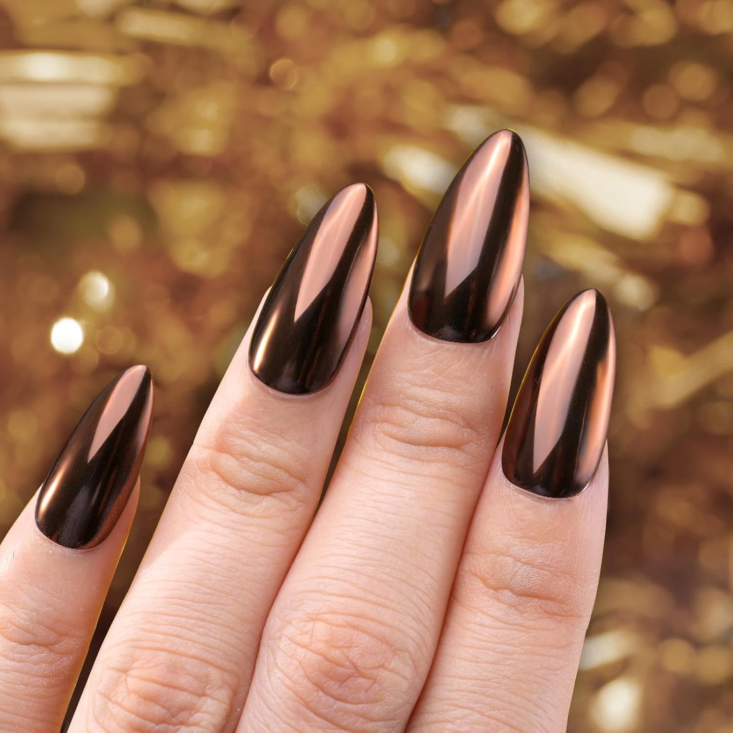 Pretty Diva Chrome Nail Powder - Coffee Chocolate Effect Nail Art Mirror Chrome Nail Powder, Brown Metallic Mirror Chrome Powder Pigment for Nail Art Decoration