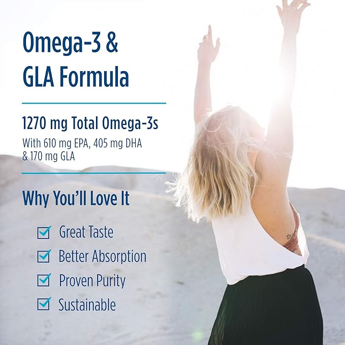 Nordic Naturals Complete Omega, Lemon Flavor - 8 oz - 1270 mg Omega-3 - EPA & DHA with Added GLA - Healthy Skin & Joints, Cognition, Positive Mood - Non-GMO - 48 Servings