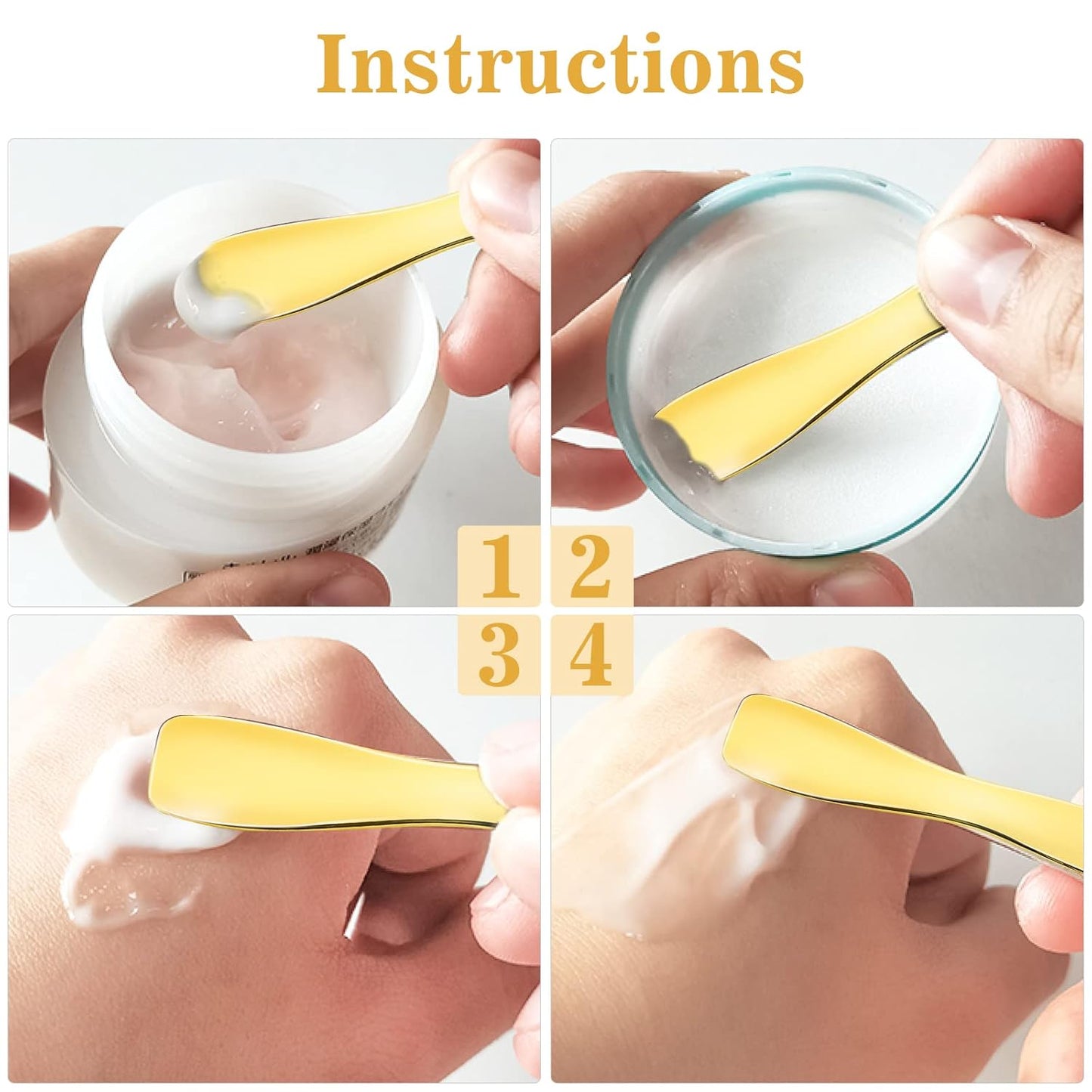 3 PCS Metal Cosmetic Spoon Skincare Spatula Stick Applicator Beauty Spa Mini Spoon Skin Care Facial Cream Mask Scoop Makeup Tools for Facial DIY Mask Mixing