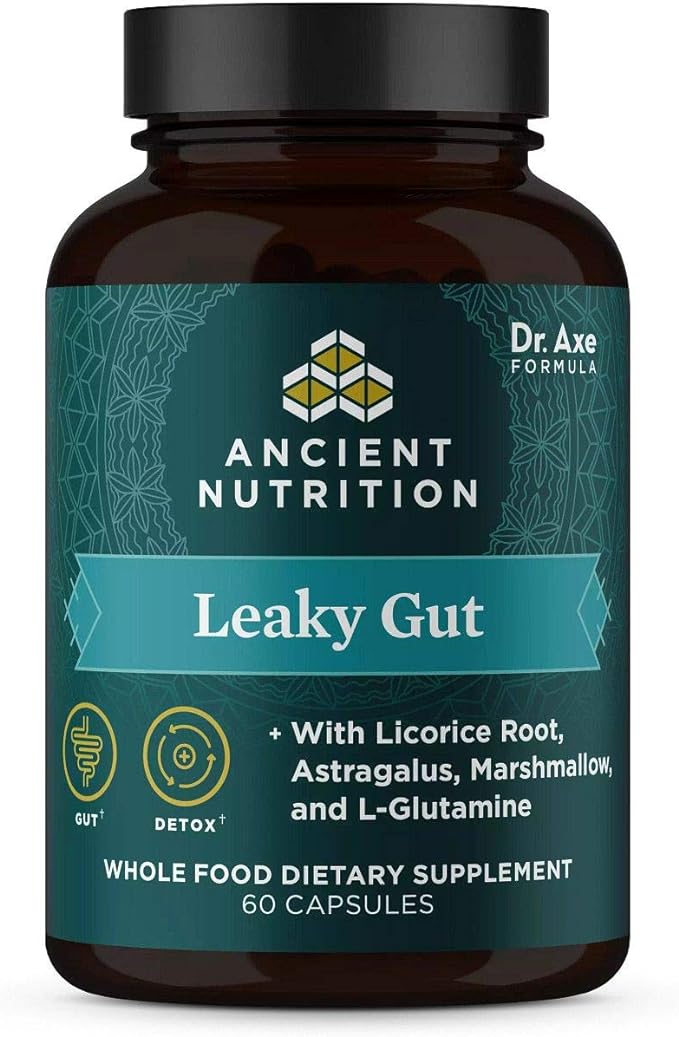 Gut Health Supplement by Ancient Nutrition Leaky Gut Capsules, 60ctFormulated with Licorice Root, Astragalus, Marshmallow, and L-Glutamine, Gluten Free, Paleo and Keto Friendly, 60 Ct
