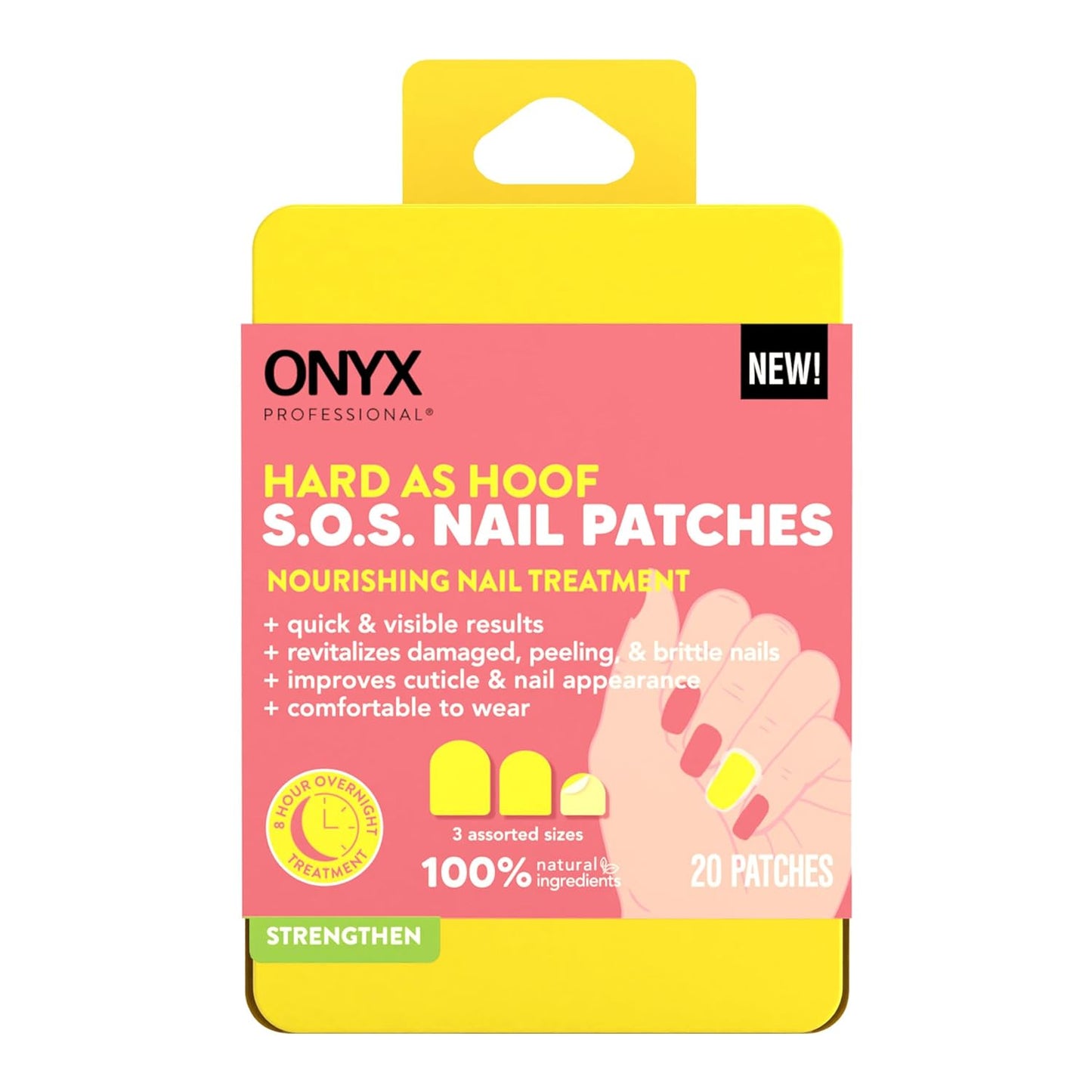 Onyx Professional Hard as Hoof S.O.S Nail Patches - Nail and Cuticle Strengthening Treatment Repair Patches, Nail Growth, Repair, 20 Count