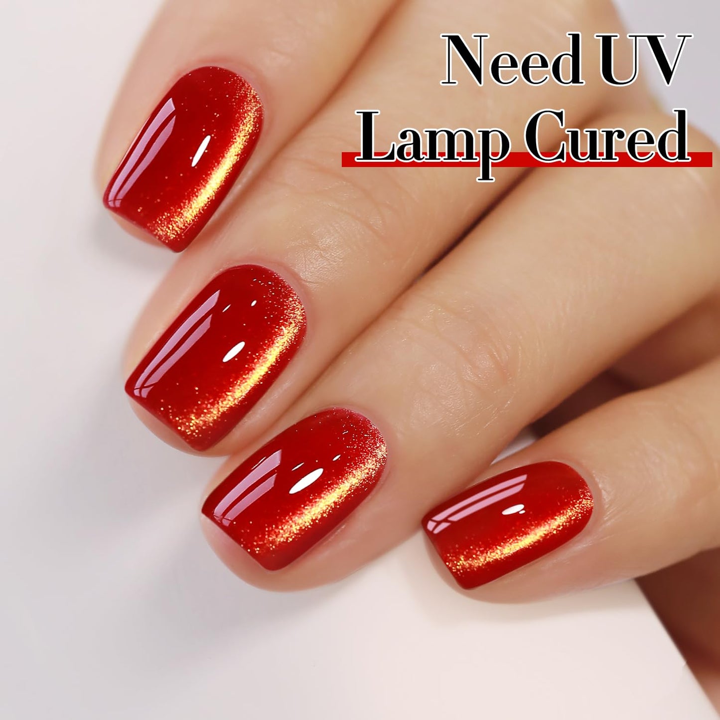 Double Rhythm Cat Eye Gel Polish with Magnet 15ML Ice Glass Holographic Glitter Shimmer Translucent Sheer Color Salon Soak Off Magnetic at Home (Blood Red-MC1145)