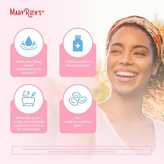 MaryRuth Organics Women's Multivitamin Lustriva Hair Growth Liposomal | Biotin | Vitamin D, B | Clinically Tested for Thicker Hair, Fine Lines, Skin Care | Ages 18 | Hair Vitamins | 15 Fl Oz