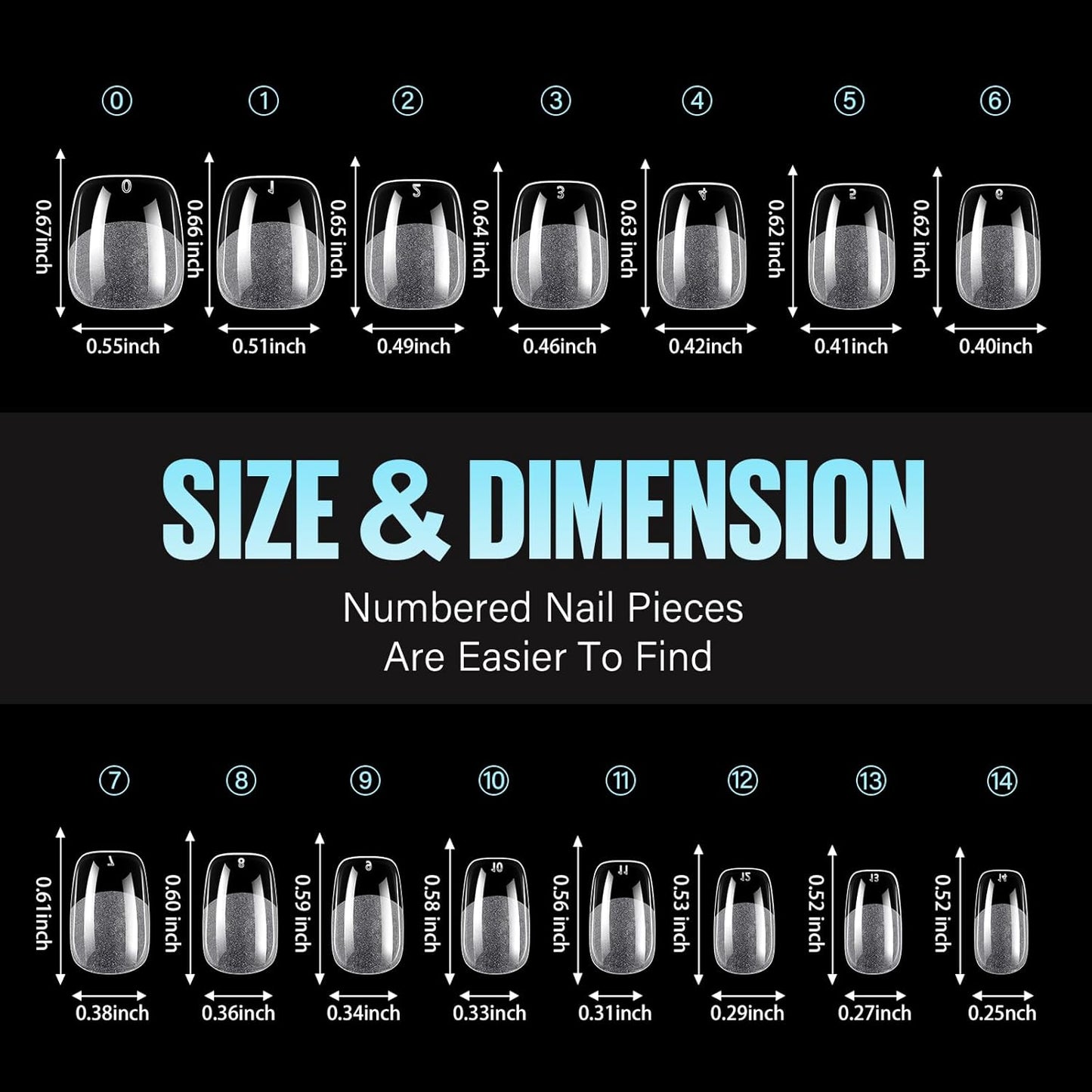 TOMICCA Extra Short Square Nail Tips,Fake Nails Half Matte Acrylic Gel Nail Tips 240Pcs Full Cover False Nails 12 Sizes for Nail Extension Home DIY Salon