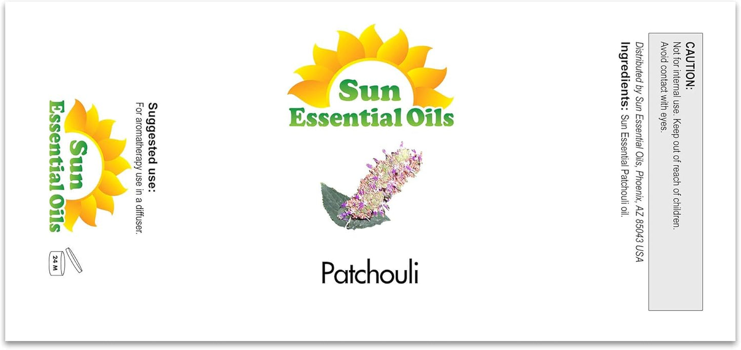 Sun Essential Oils 8oz - Patchouli Essential Oil - 8 Fluid Ounces - Patchouli Oil - Aromatherapy Oils - Patchouli Essential Oil for Candle Making - Patchouli Essential Oil for Diffuser