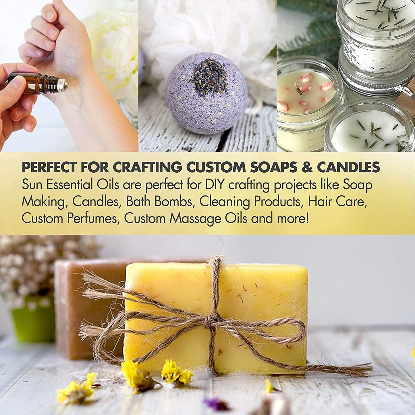 Sun Essential Oils - Lemongrass Essential Oil 4 oz with Dropper for Diffuser, Hair & Skincare, Aromatherapy Massage, Humidifier, Candle, Soap & Lotion Making at Home