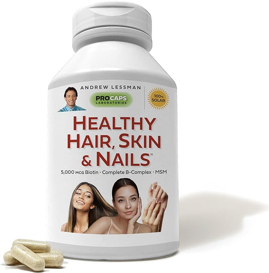ANDREW LESSMAN Healthy Hair, Skin & Nails 360 Capsules – 5000 mcg High Bioactivity Biotin, B-Complex - Promotes Beautiful Hair, Skin, Strong Nails - No Additives Hair Growth Vitamins Biotin Supplement