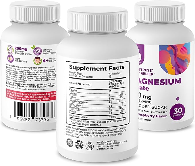 DR. MORITZ Magnesium Bundle - Calm Magnesium Gummies for Adults (200mg, 30 Count) and Kids Magnesium Gummies (120 Count, 2 Pack) - Sugar-Free Magnesium Citrate Gummies for Relaxation Support