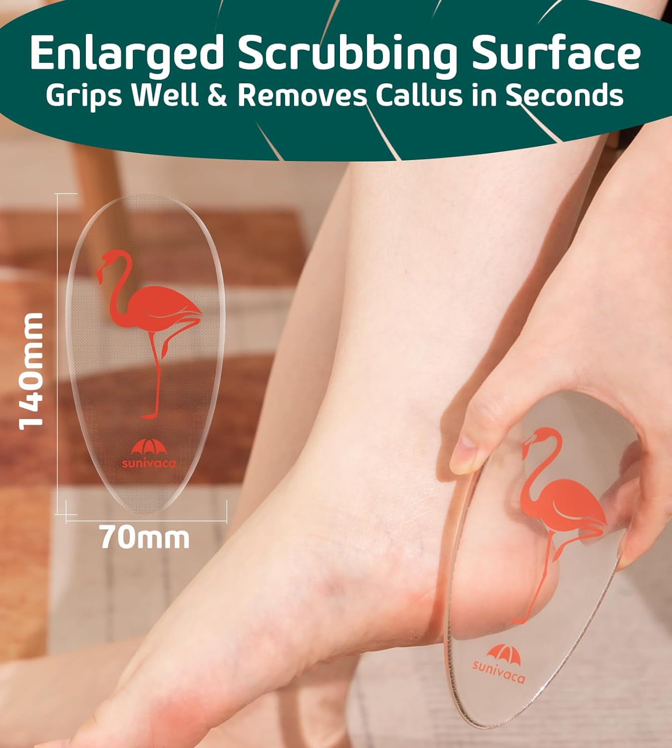 Glass Foot File Callus Remover for Feet, Flamingo Gifts for Women, Feet Scrubber Dead Skin Remover, Professional Pedicure Tools at Home, Heel Scraper for Cracked Heels Heavy Duty