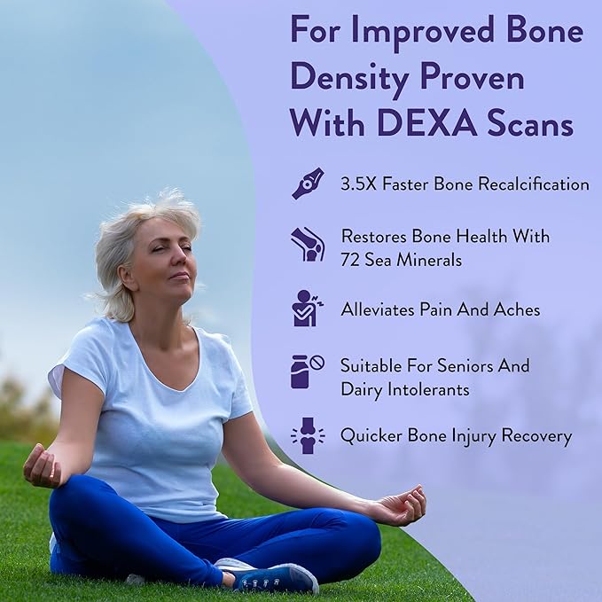 Marine Calcium Bone Density Supplement, 3.5X Absorbable Pearl Calcium & Icelandic Marine Algae, with Magnesium, Vitamin D3 K2 & More, Organic, Holistic Alternative, Astronaut Endorsed - 30 Days Supply