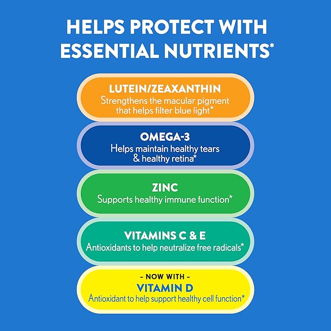 Ocuvite Eye Vitamin & Mineral Supplement, Contains Zinc, Vitamins C, E, Omega 3, Lutein, & Zeaxanthin, 90 Softgels (Packaging May Vary)