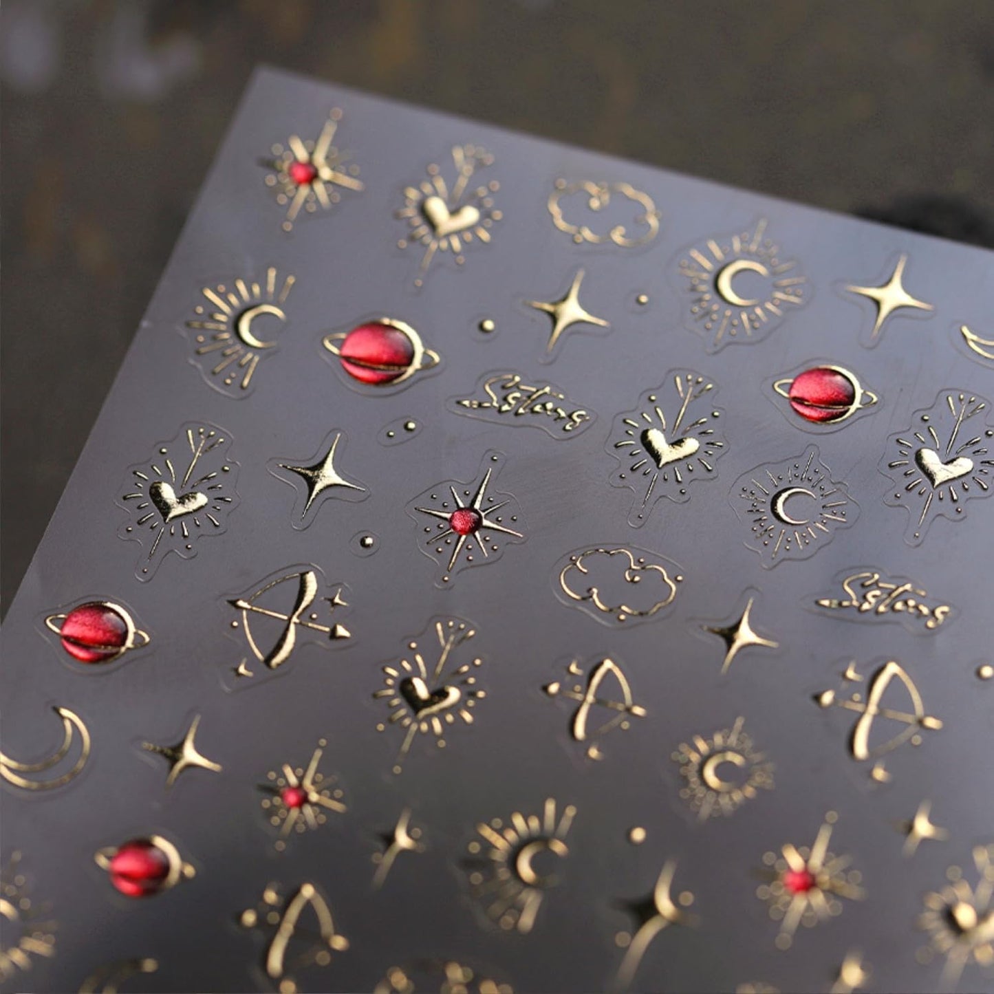 Gold Star Nail Stickers for Nail Art 3D Self Adhesive Moon Heart Nail Art Stickers Gold Star Nail Decals Glitter Nails Design for Acrylic Nails Heart Moon Star Nail Supplies for Women Girls