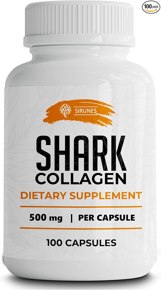 SIRUNES Fish Cartilage Collagen, 100 Capsules - Fish Collagen Supplements for Women, Great for Hair, Skin, Nails, Joints & Bones - Made in USA