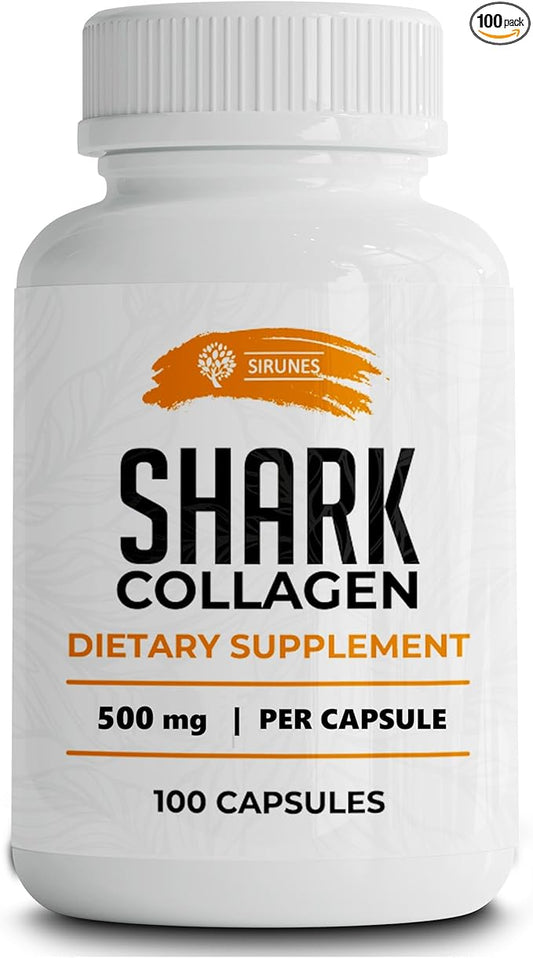 SIRUNES Fish Cartilage Collagen, 100 Capsules - Fish Collagen Supplements for Women, Great for Hair, Skin, Nails, Joints & Bones - Made in USA